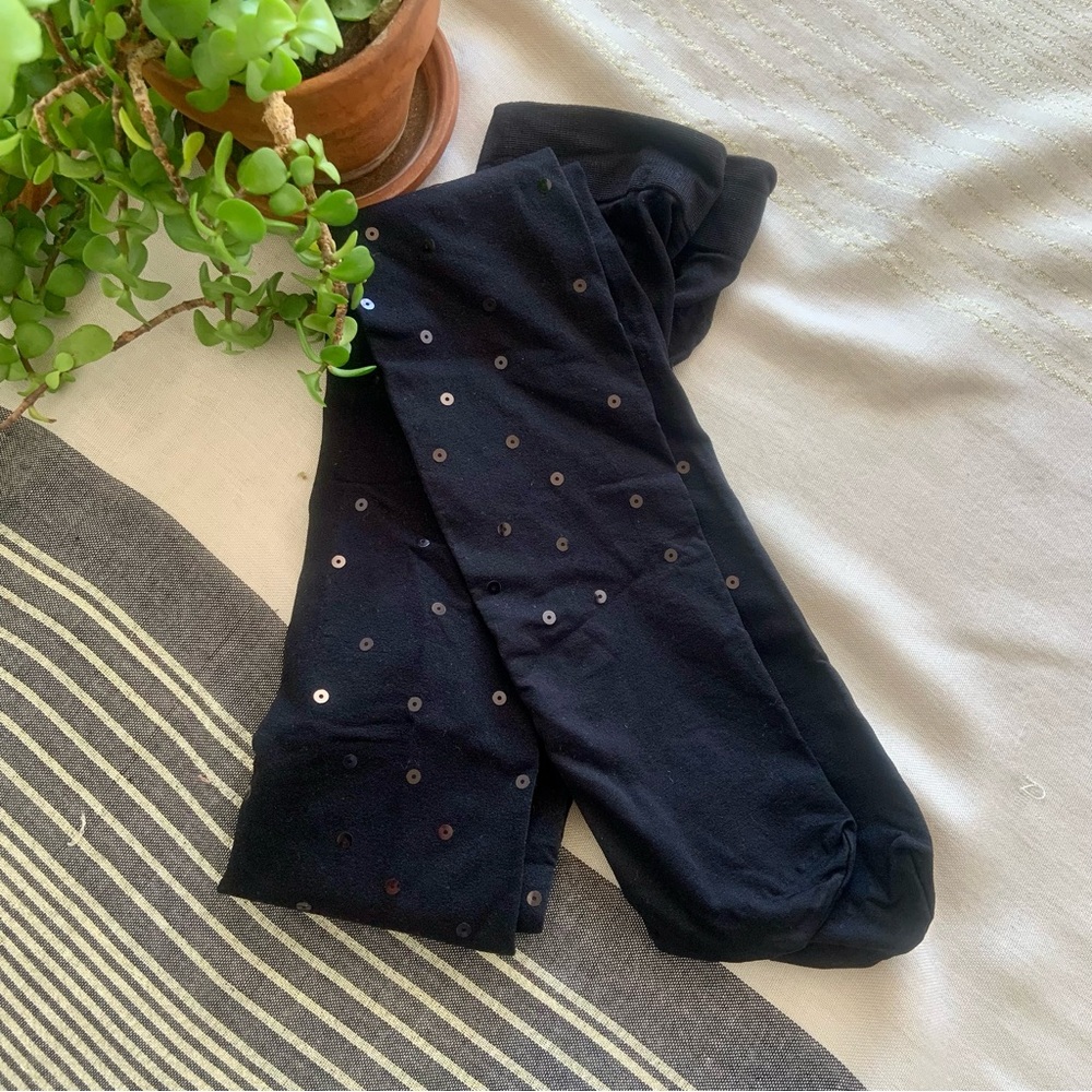 NWOT Sequin Sparkle Opaque Black Tights